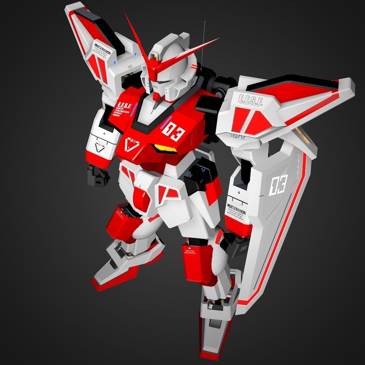 Gundam RX Low-poly 3D model_9