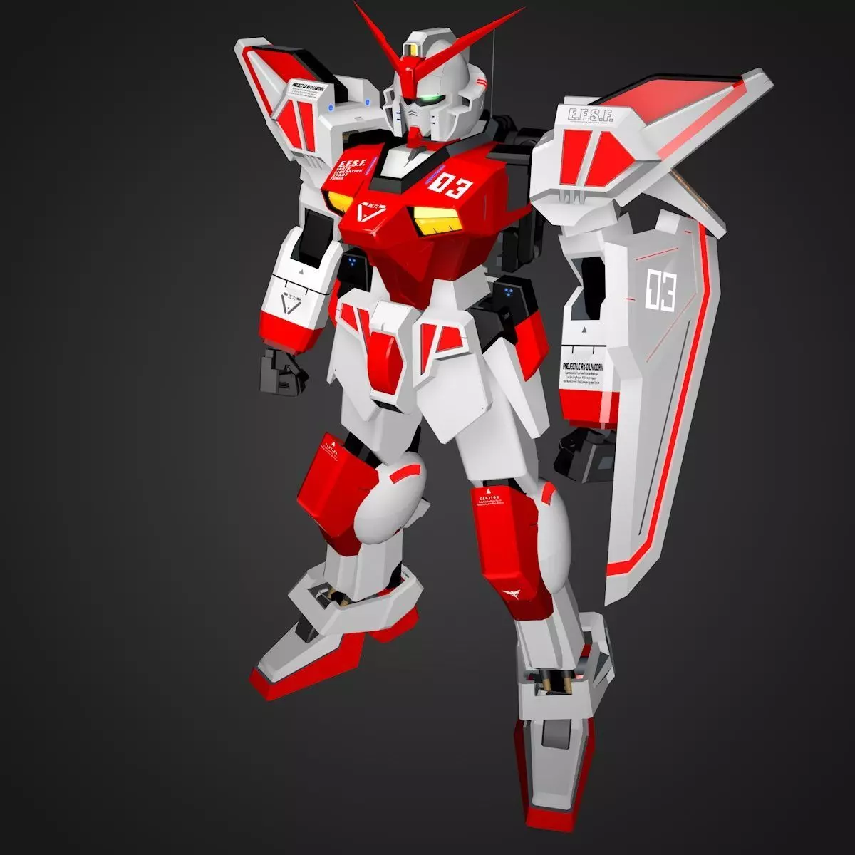 Gundam RX Low-poly 3D model_0