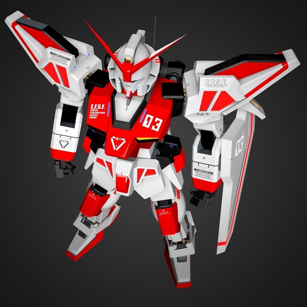 Gundam RX Low-poly 3D model_13