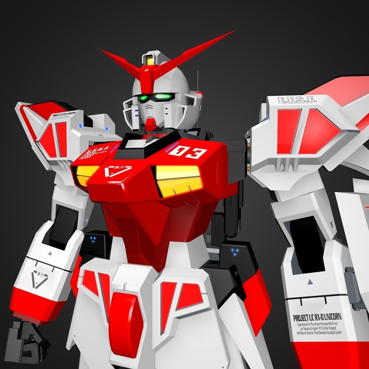 Gundam RX Low-poly 3D model_15