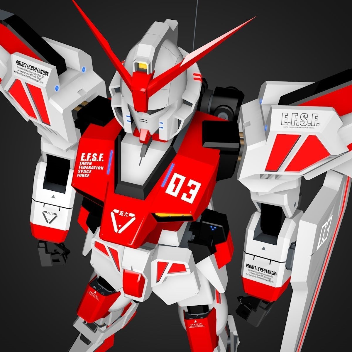 Gundam RX Low-poly 3D model_14