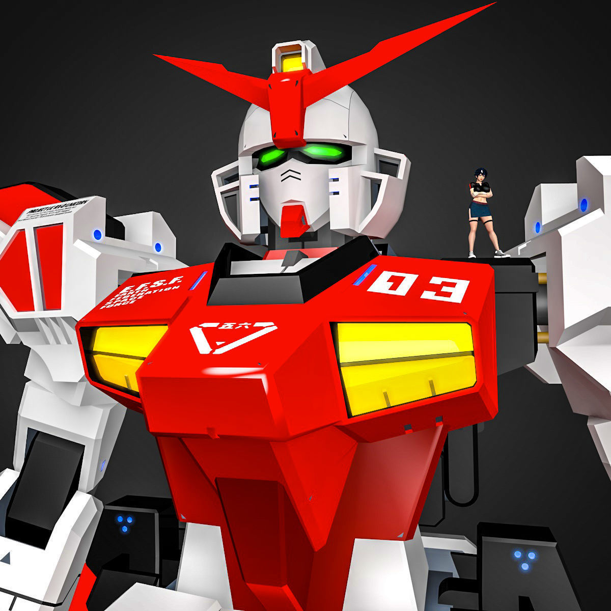 Gundam RX Low-poly 3D model_6