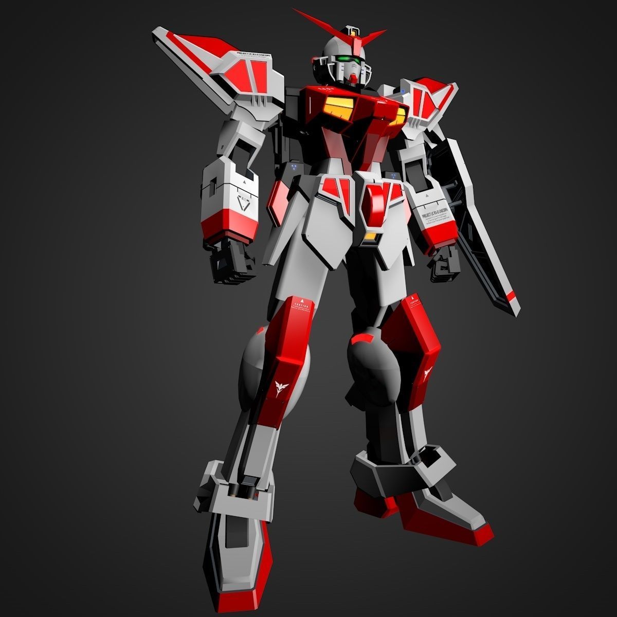 Gundam RX Low-poly 3D model_11