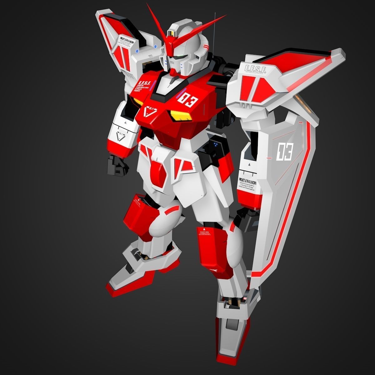 Gundam RX Low-poly 3D model_12