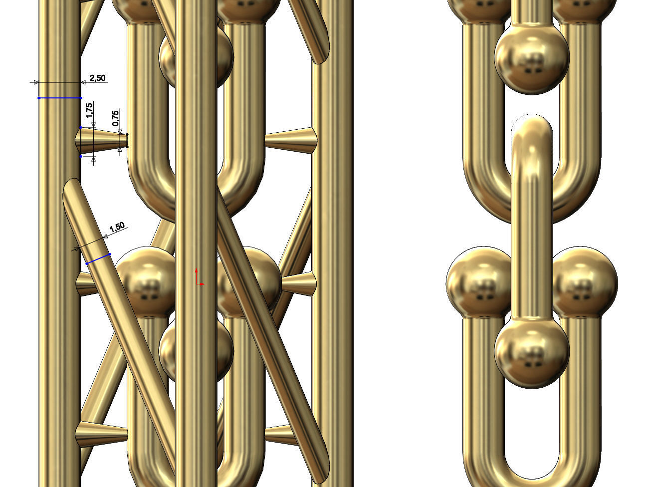 Hardware chain links for bracelete pendants and necklace 3D print model_10