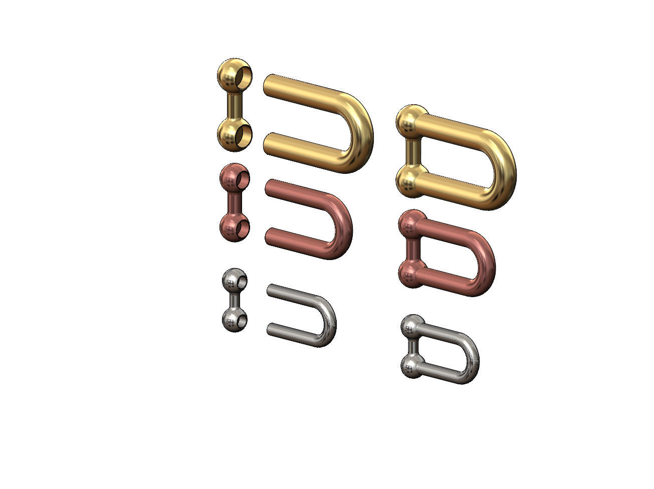 Hardware chain links for bracelete pendants and necklace 3D print model_1