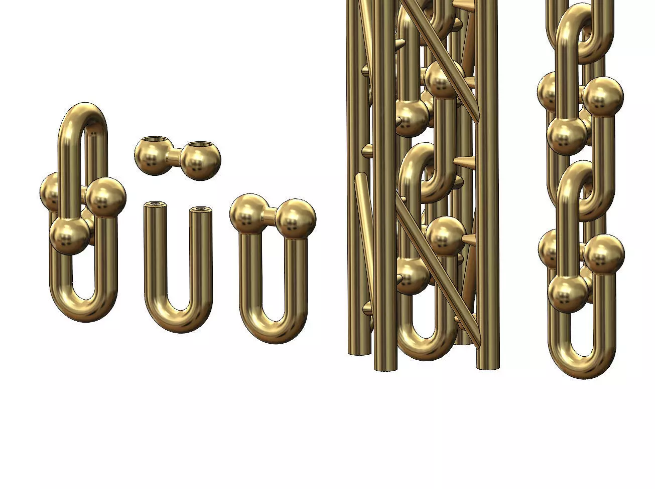 Hardware chain links for bracelete pendants and necklace 3D print model_0