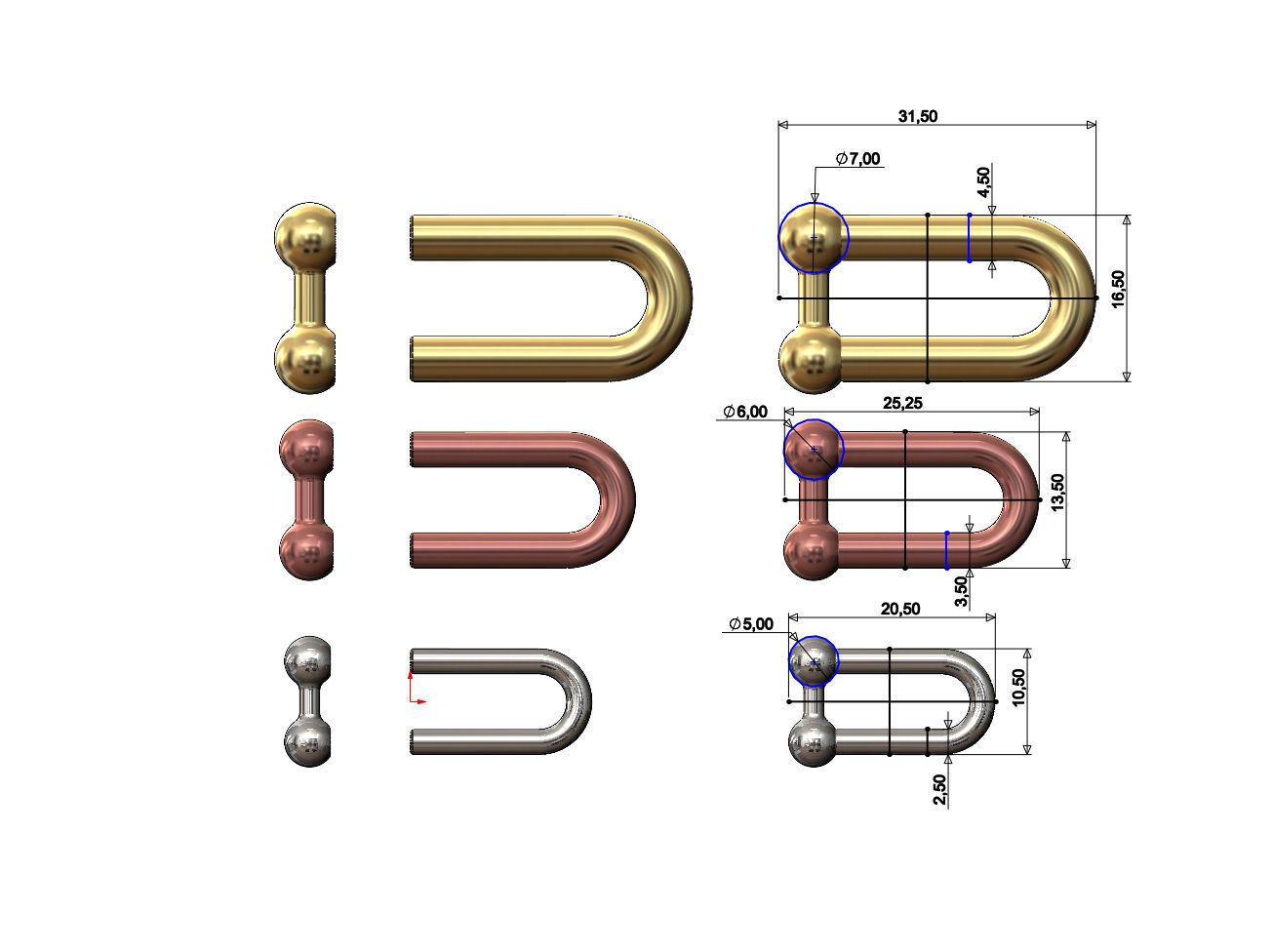 Hardware chain links for bracelete pendants and necklace 3D print model_13