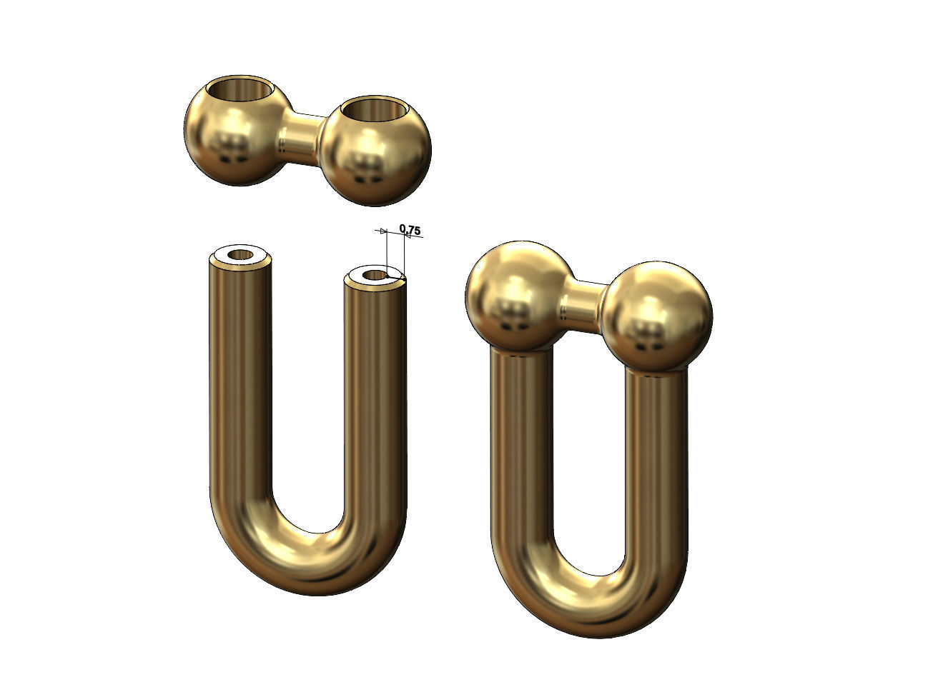 Hardware chain links for bracelete pendants and necklace 3D print model_6