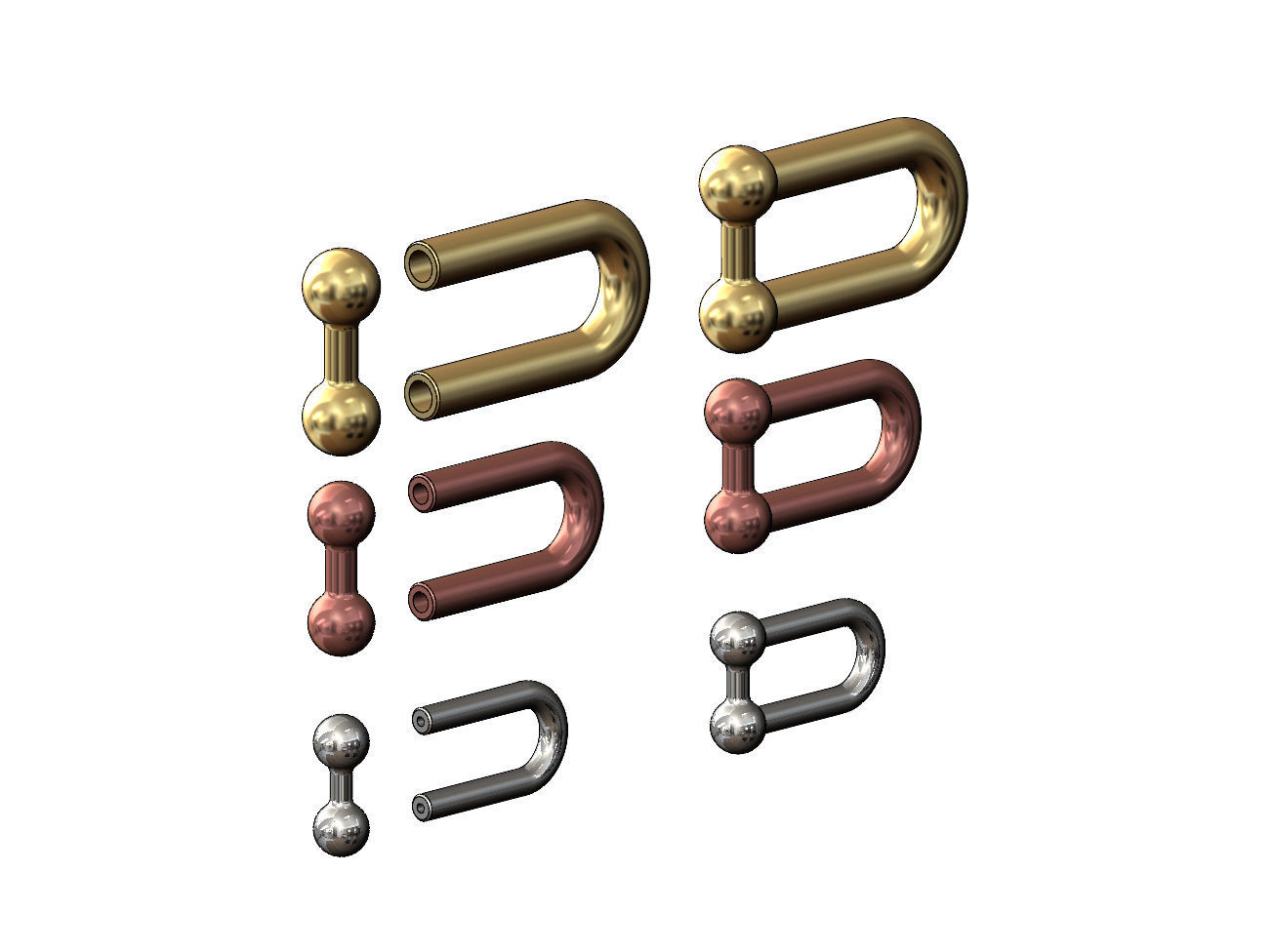 Hardware chain links for bracelete pendants and necklace 3D print model_11