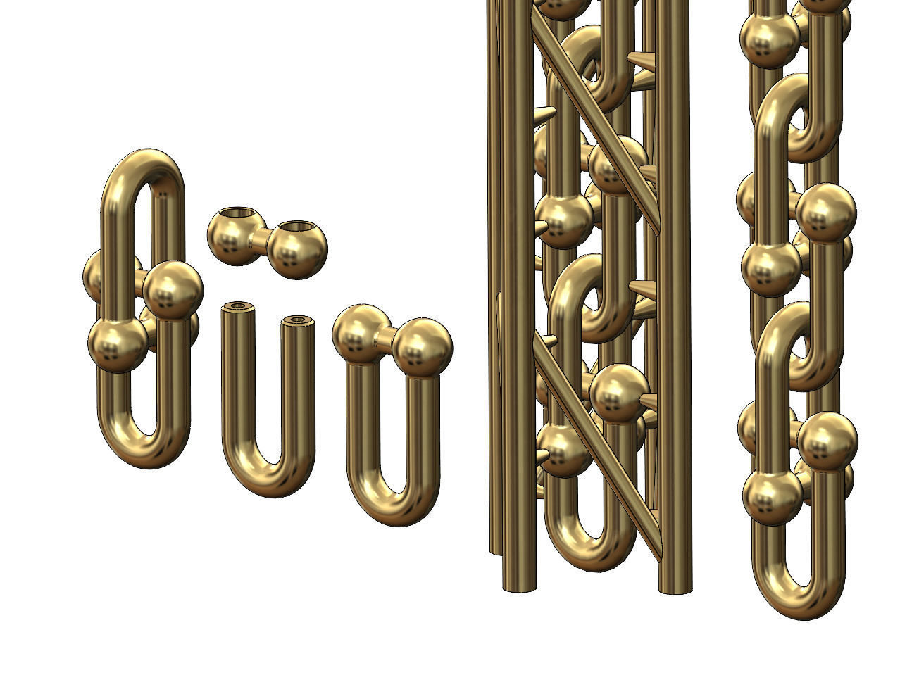 Hardware chain links for bracelete pendants and necklace 3D print model_9