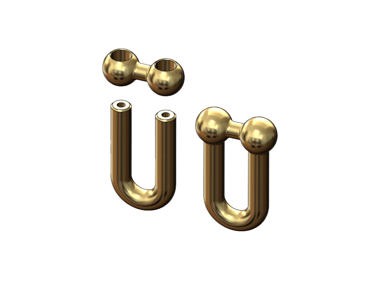 Hardware chain links for bracelete pendants and necklace 3D print model_4