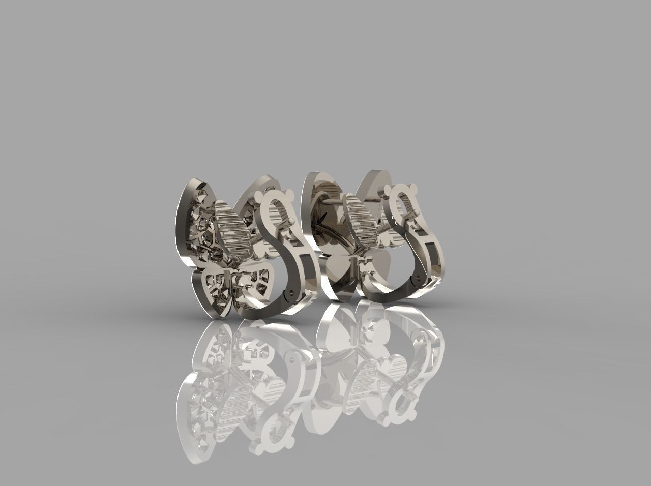  earring  butterfly N - 213 3D print model_3