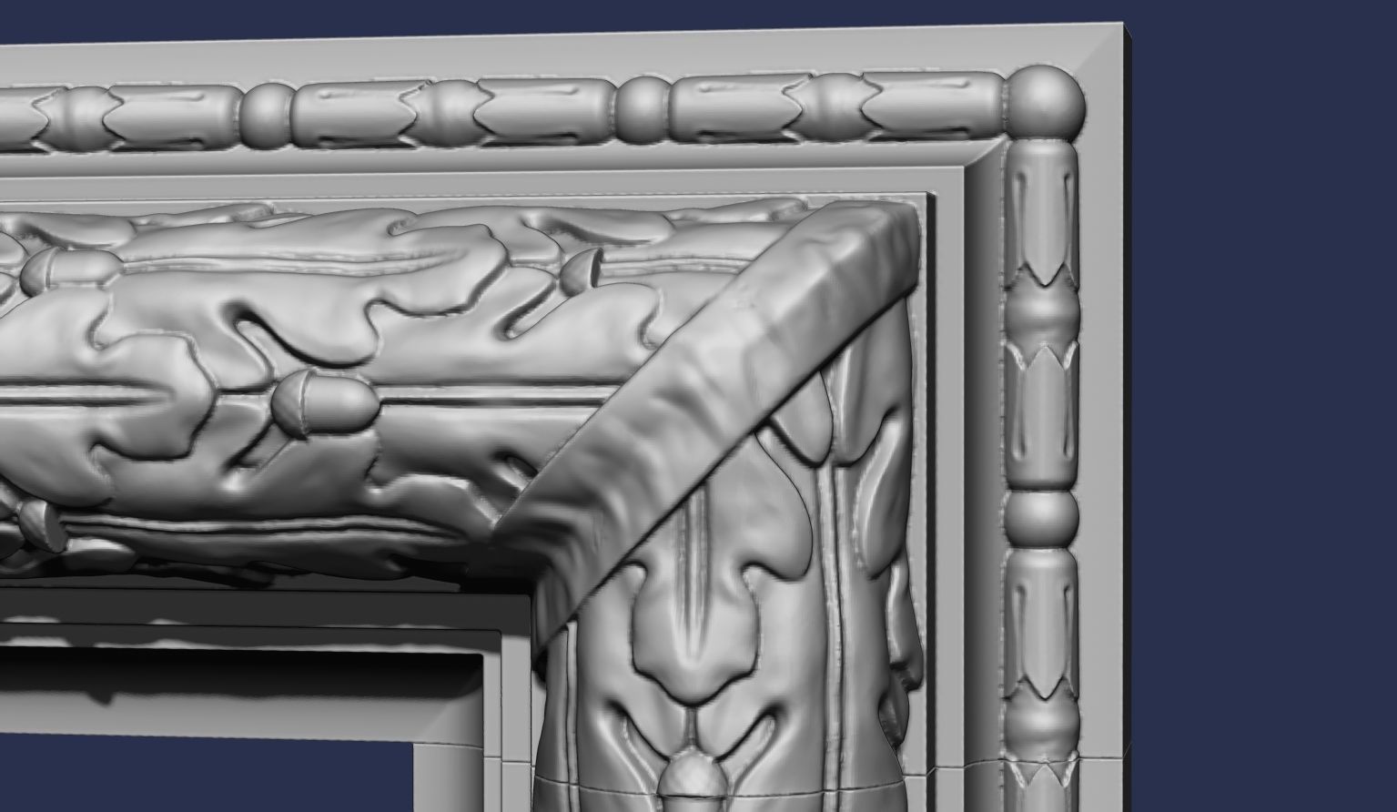 Oak Leaves Fireplace Mantel 3D model_10