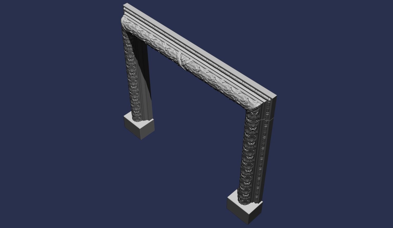 Oak Leaves Fireplace Mantel 3D model_3