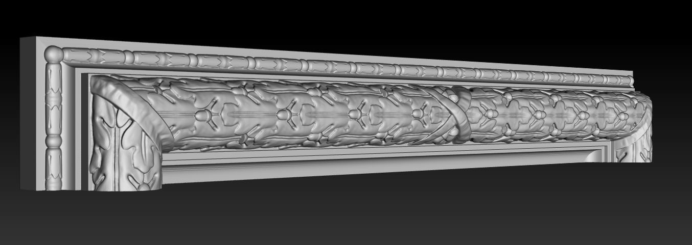 Oak Leaves Fireplace Mantel 3D model_14