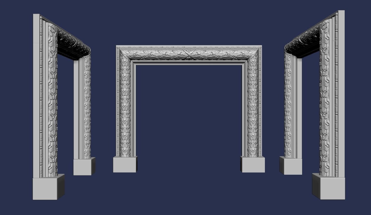 Oak Leaves Fireplace Mantel 3D model_5