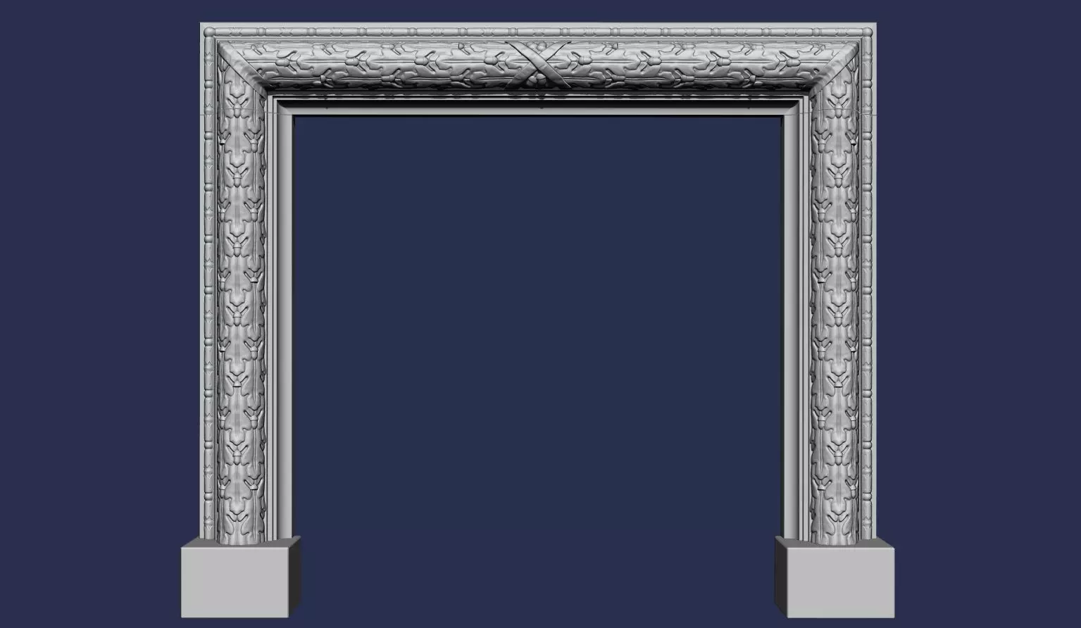 Oak Leaves Fireplace Mantel 3D model_0