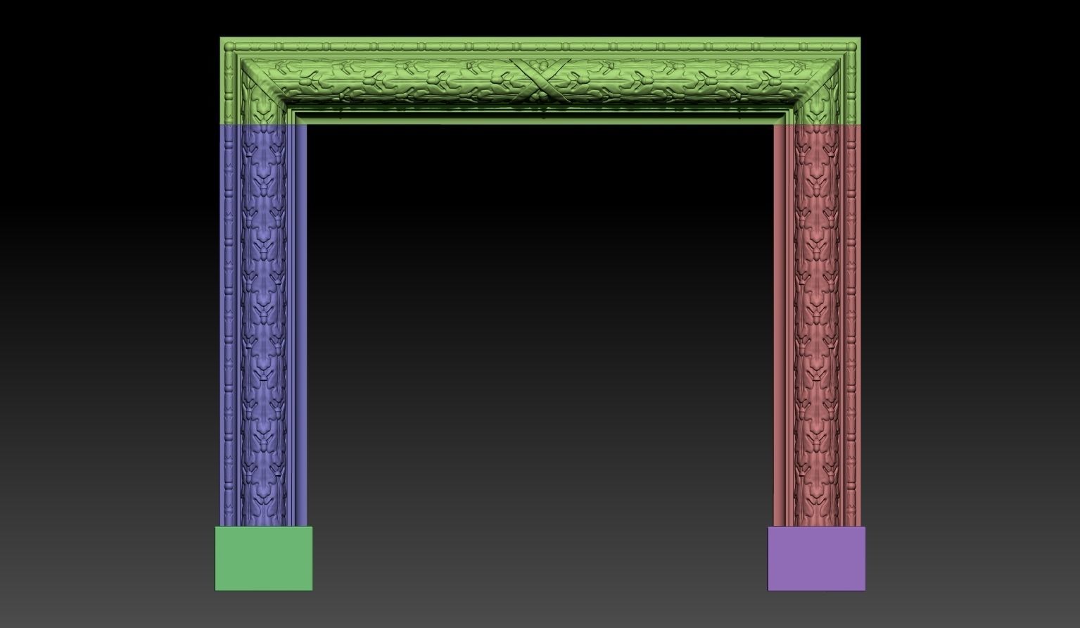 Oak Leaves Fireplace Mantel 3D model_13