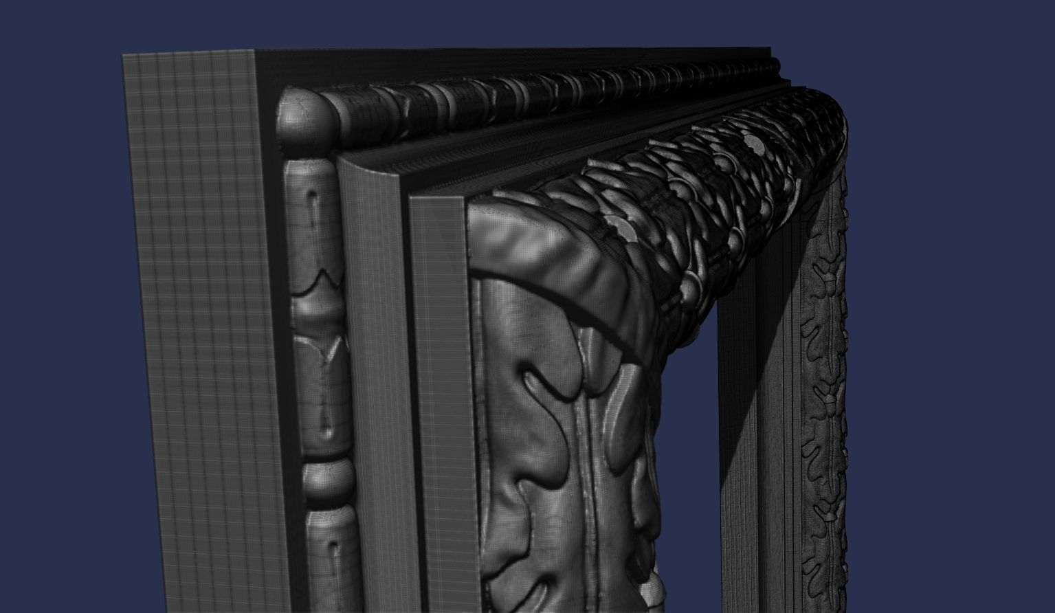 Oak Leaves Fireplace Mantel 3D model_6