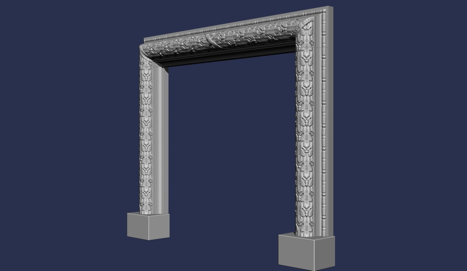 Oak Leaves Fireplace Mantel 3D model_2