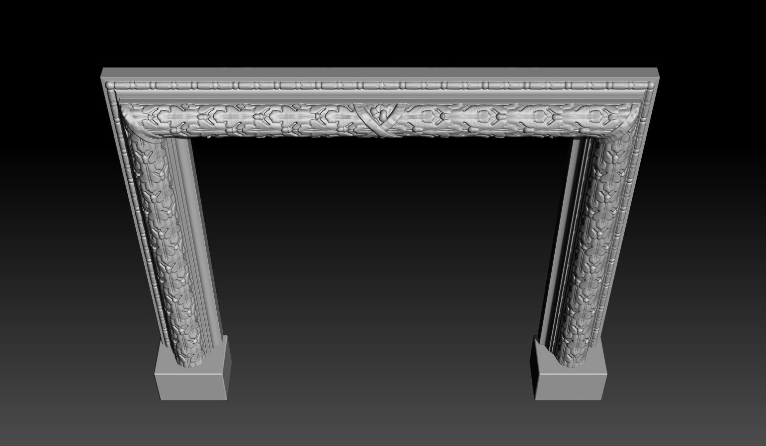 Oak Leaves Fireplace Mantel 3D model_15