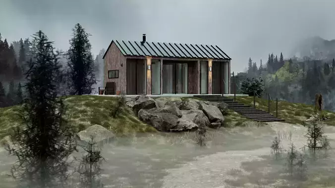 House in the forest Low-poly 3D model