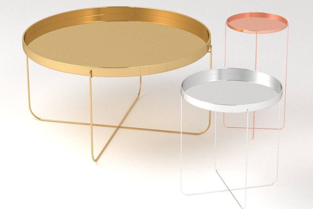 Modern Metal Tray Table 3 options Free 3D model
