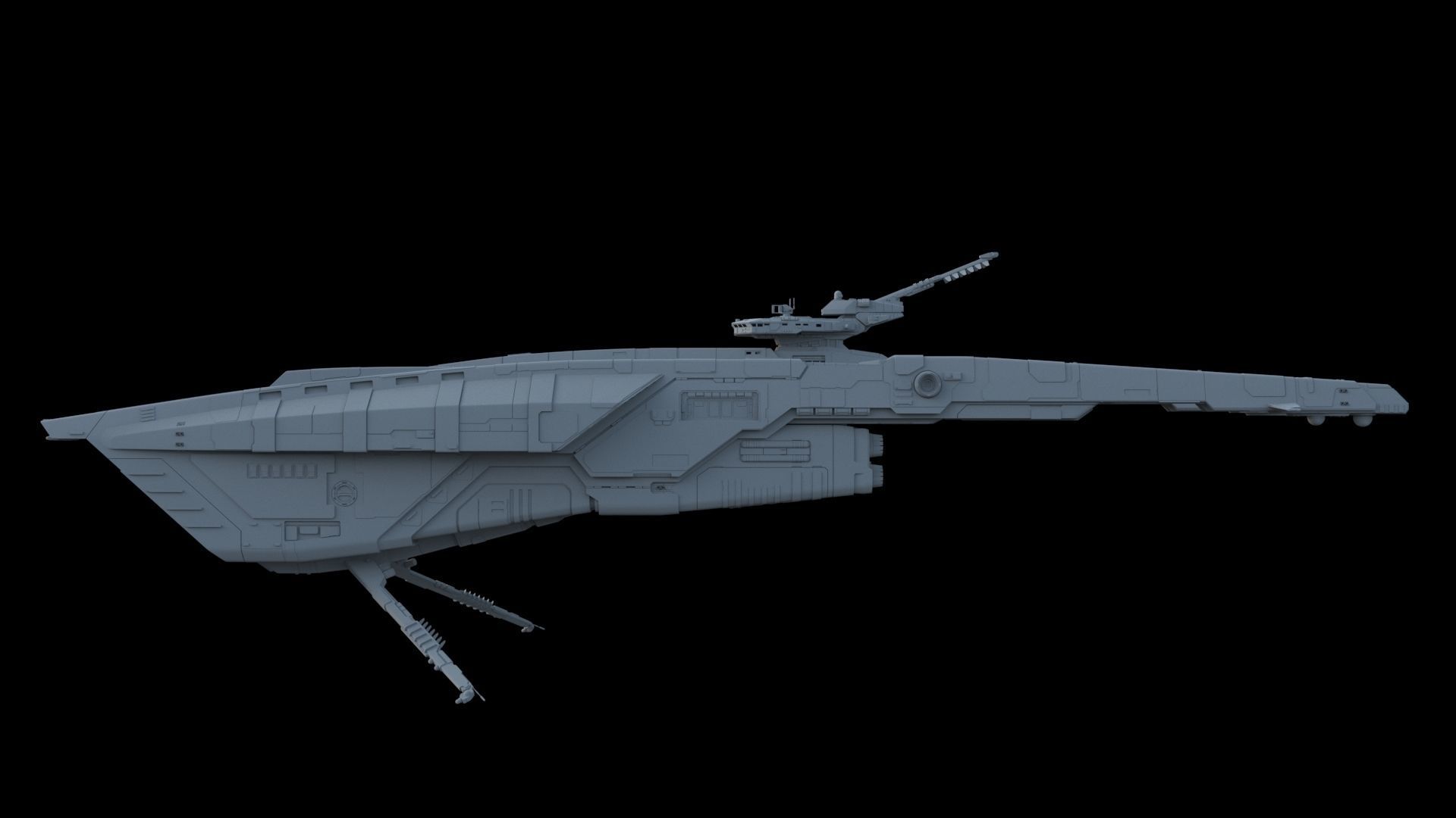 Sci Fi Spaceship - Patrol Cruiser 3D model_2