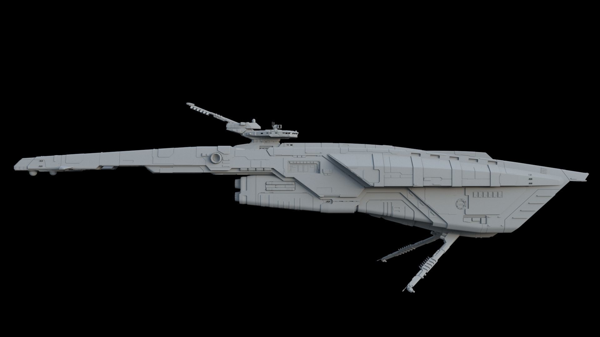 Sci Fi Spaceship - Patrol Cruiser 3D model_1