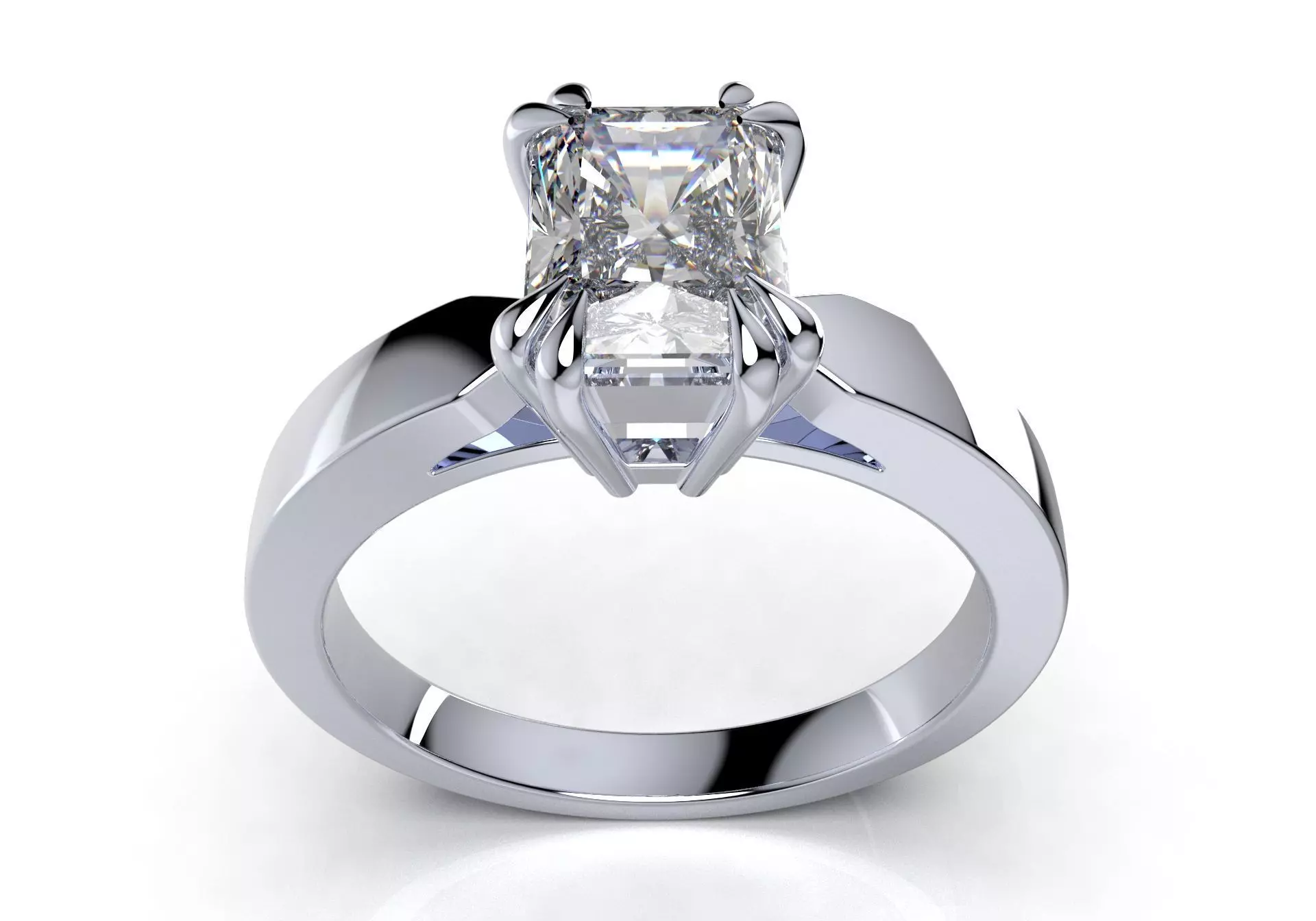 Diamond Radiant Shape Engagement Ring CAD Design-CC118 3D print model