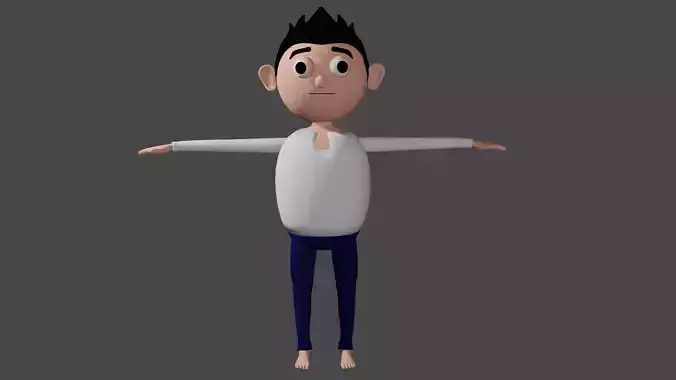 Man Boy Rigged Toon Character with Walk Animation