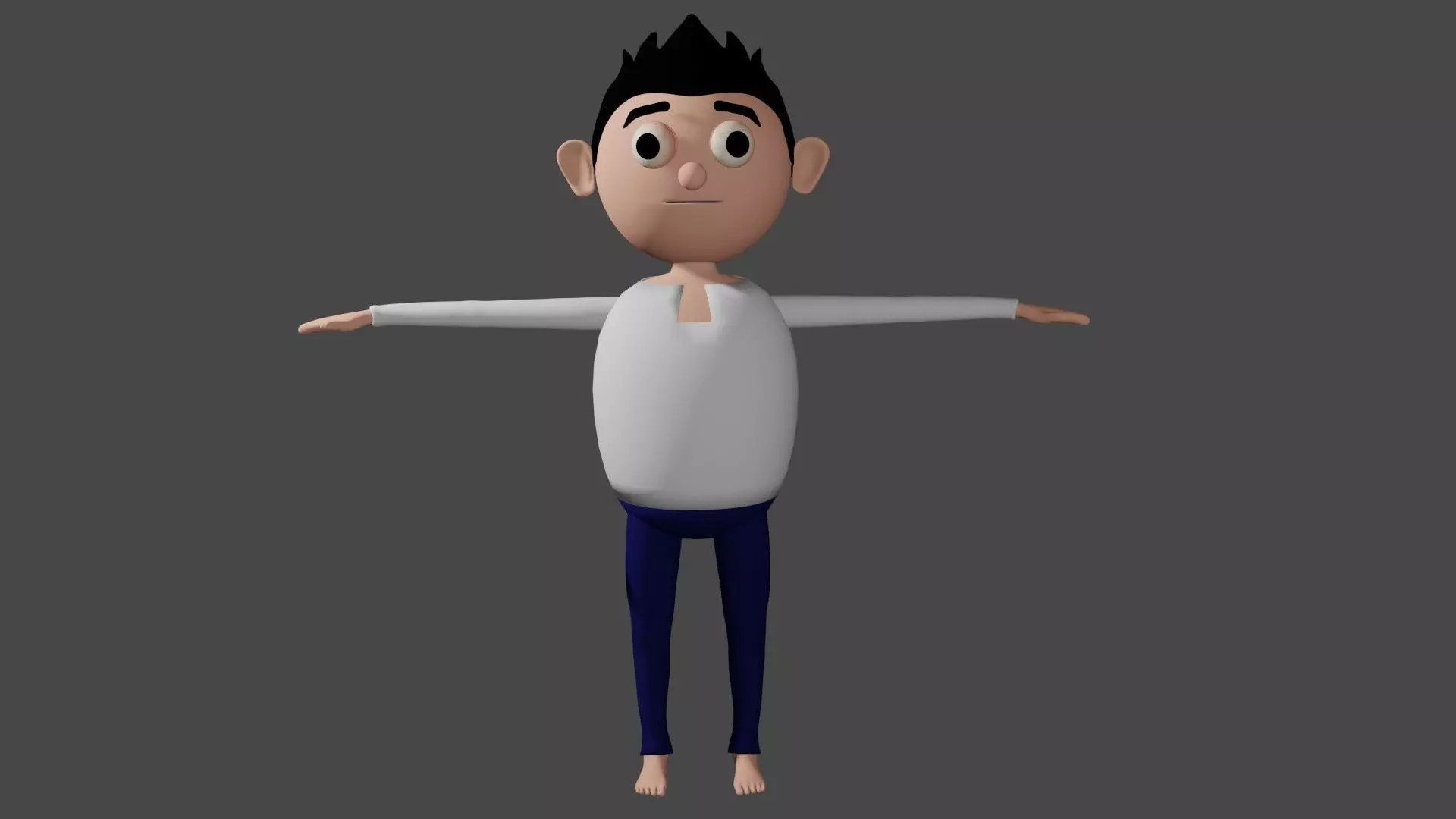 Man Boy Rigged Toon Character with Walk Animation Low-poly 3D model_0
