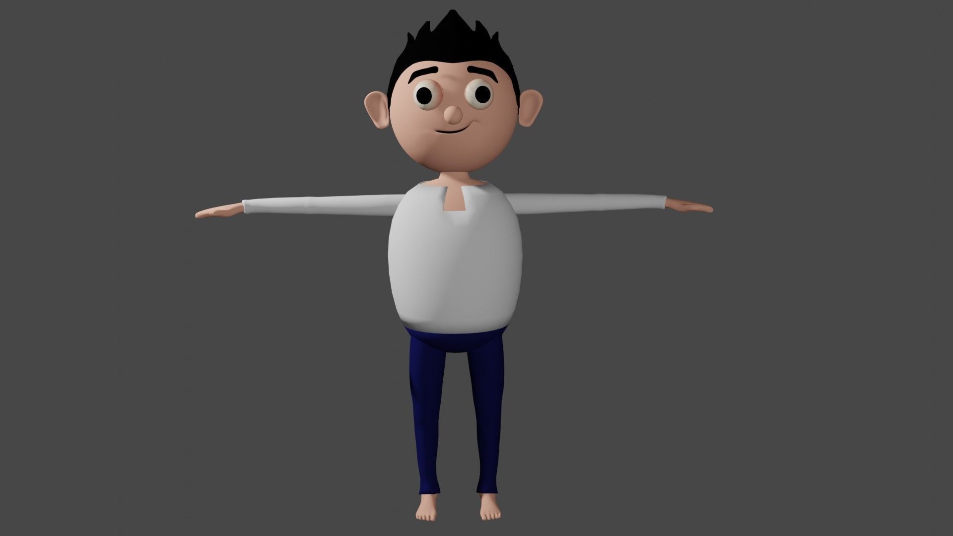 Man Boy Rigged Toon Character with Walk Animation Low-poly 3D model_2