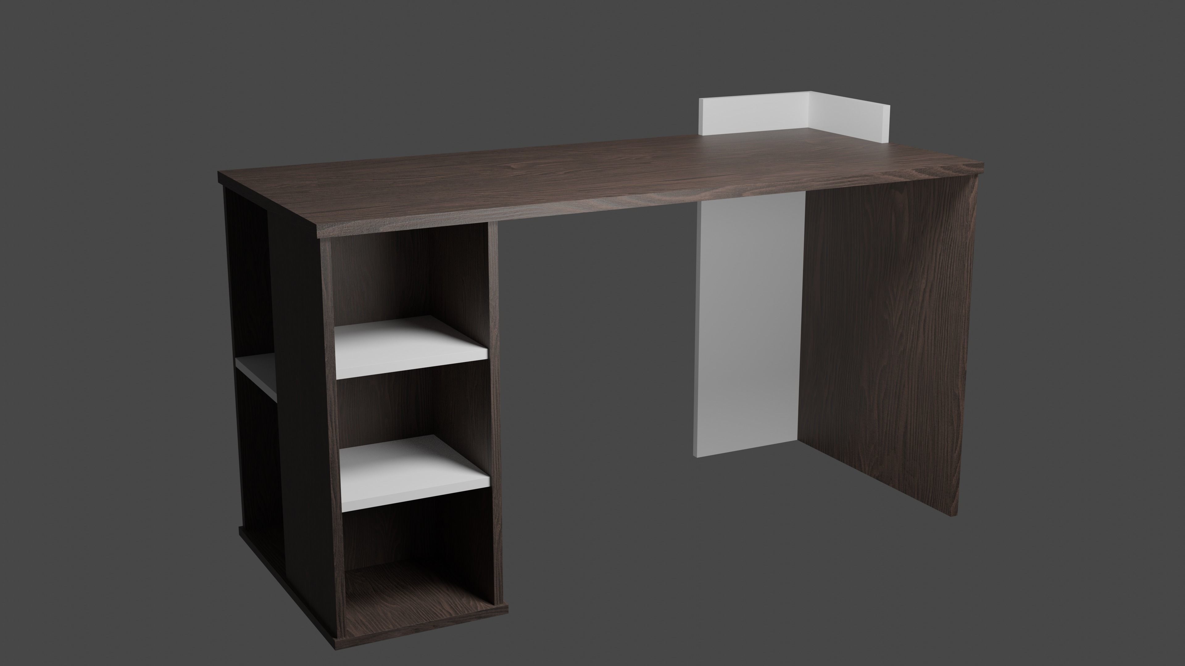 Low Poly Desk with shelves and drawers Low-poly 3D model_1