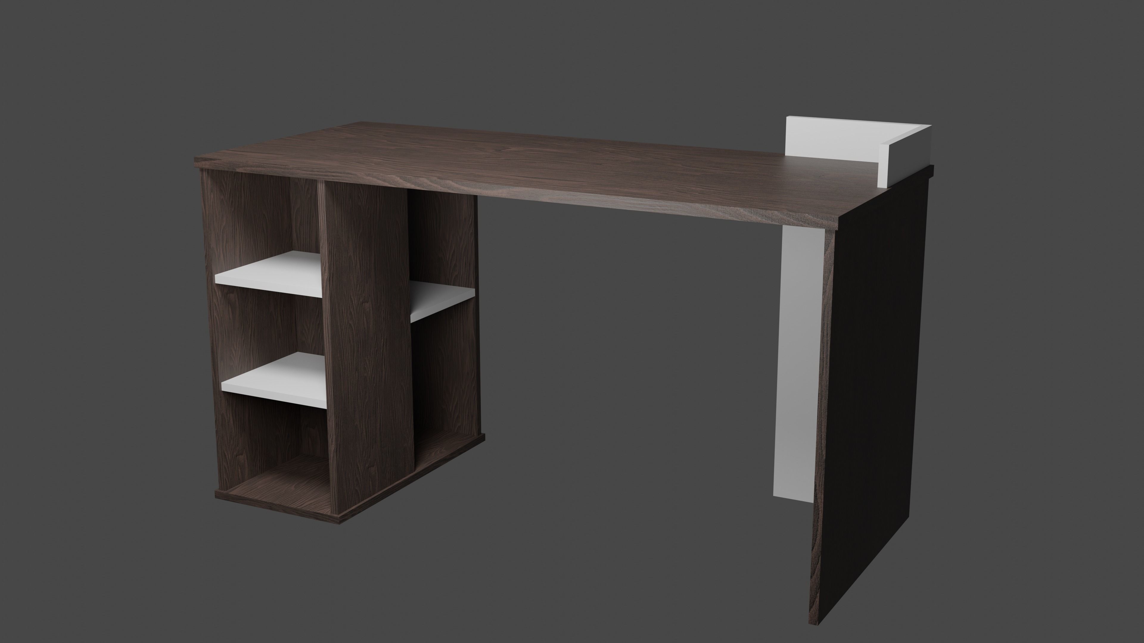 Low Poly Desk with shelves and drawers Low-poly 3D model_2