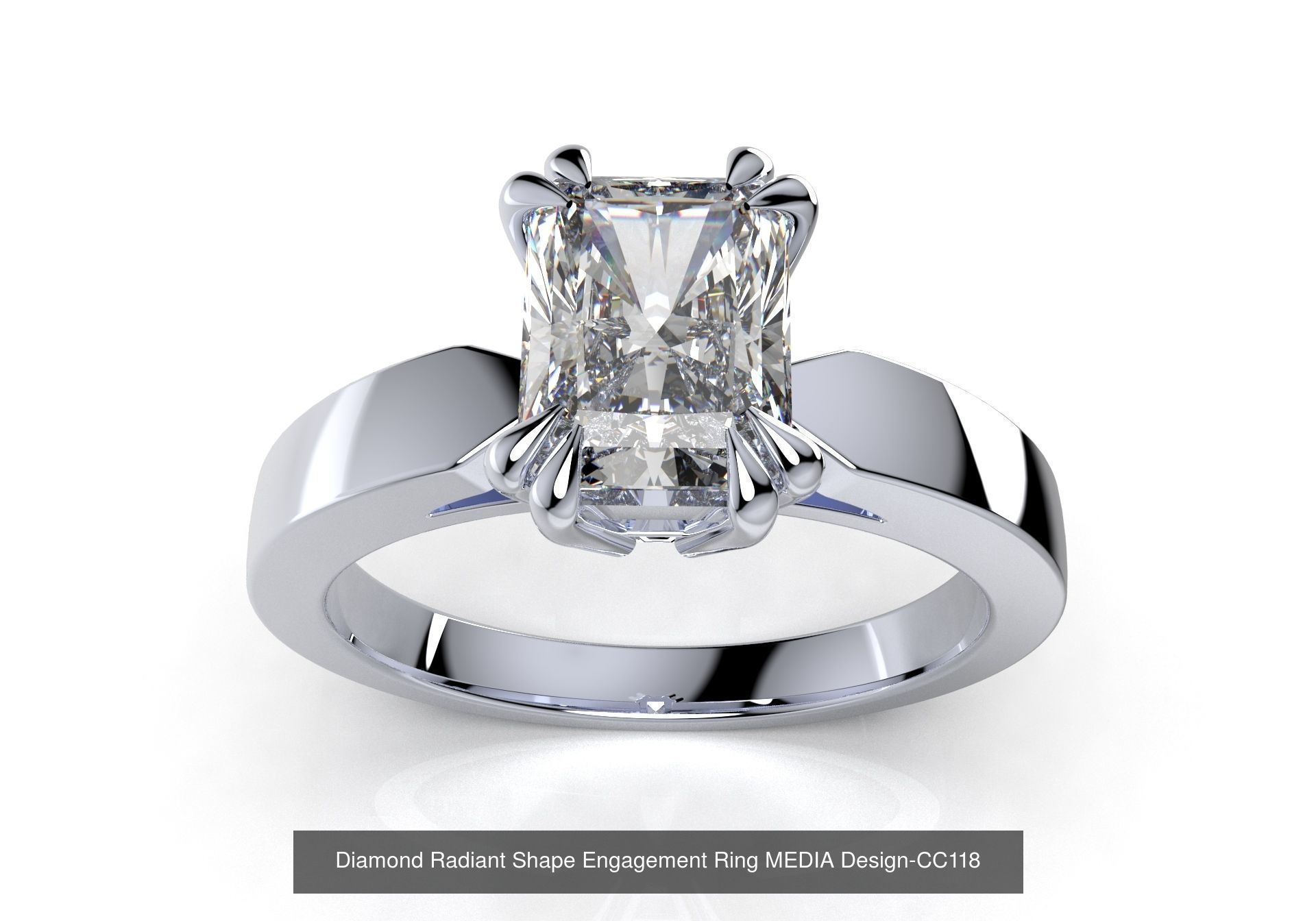 CC118- Diamond Radiant Shape Engagement Ring 3D Design 3D Model Collection_3