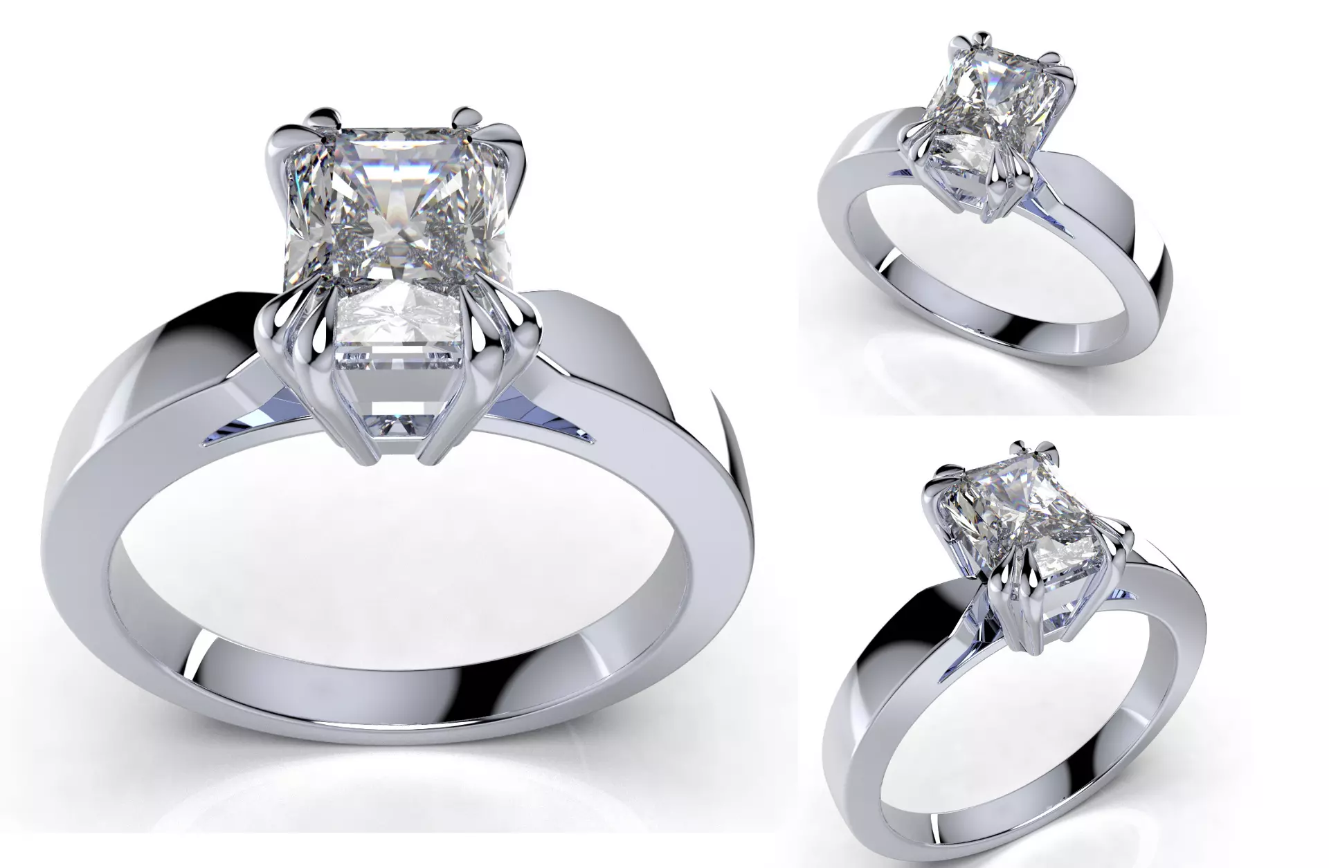 CC118- Diamond Radiant Shape Engagement Ring 3D Design 3D Model Collection_0