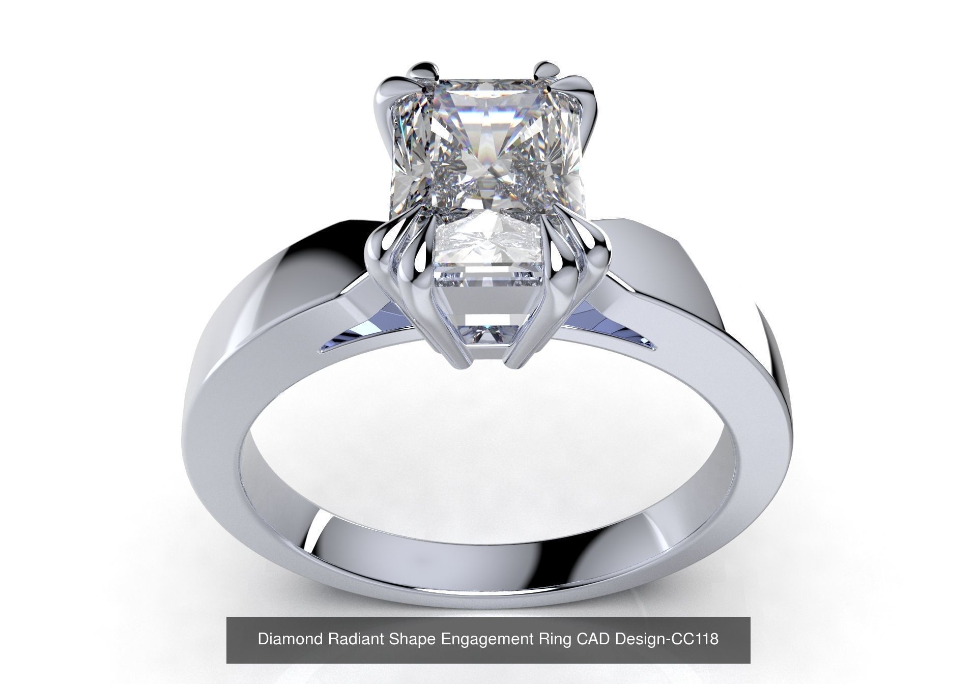 CC118- Diamond Radiant Shape Engagement Ring 3D Design 3D Model Collection_2