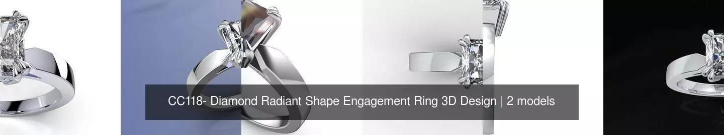 CC118- Diamond Radiant Shape Engagement Ring 3D Design 3D Model Collection_1