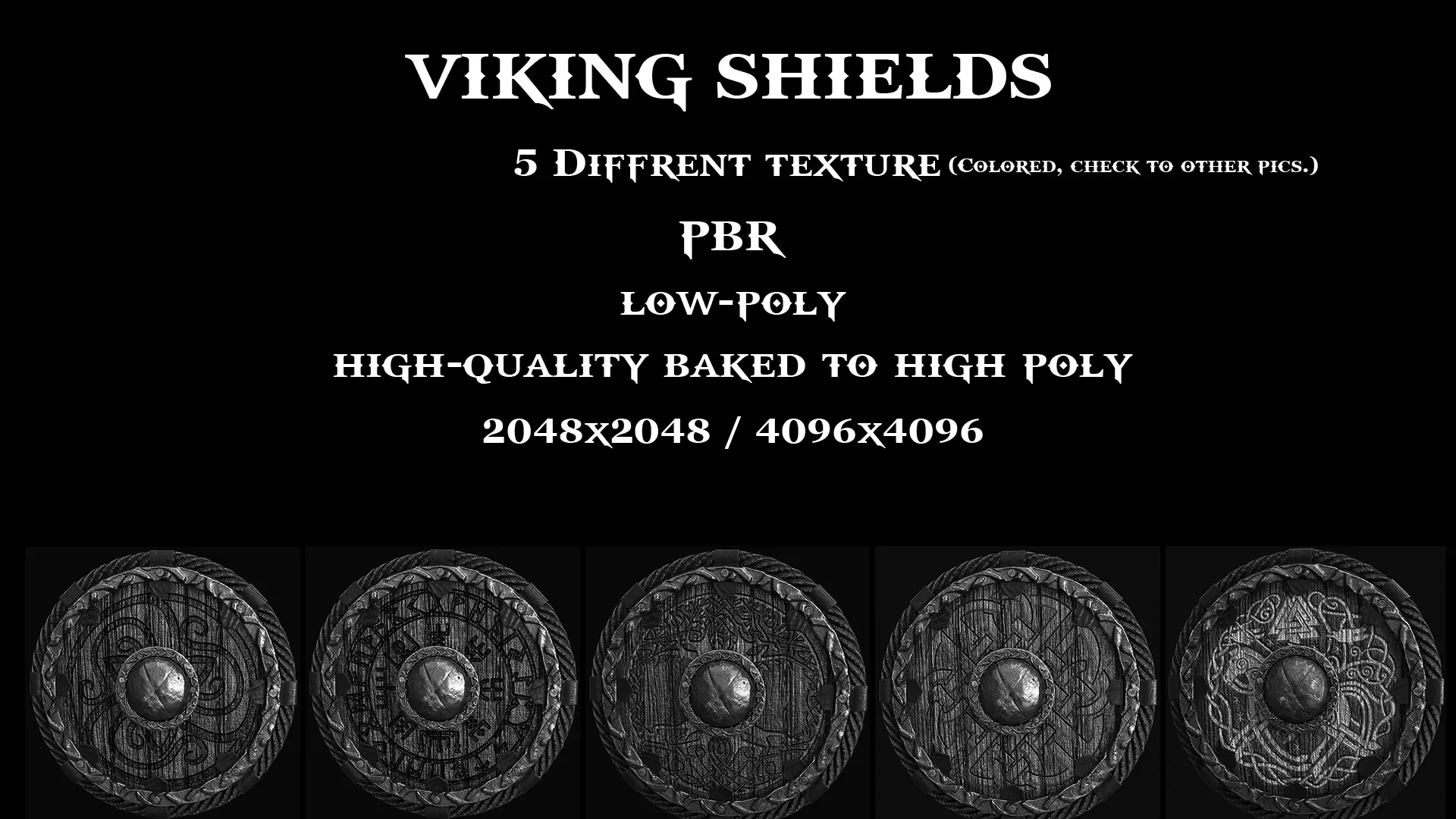 Viking Shields PBR Low-poly 3D model_0