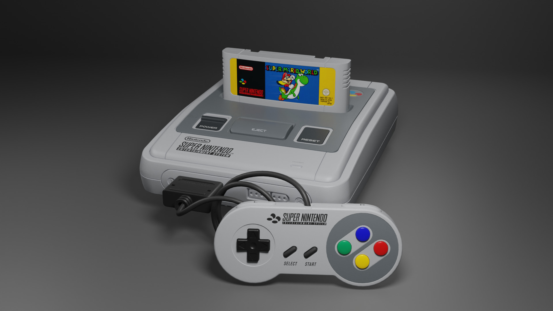 Super Nintendo Entertainment System SNES PAL 3D model_3