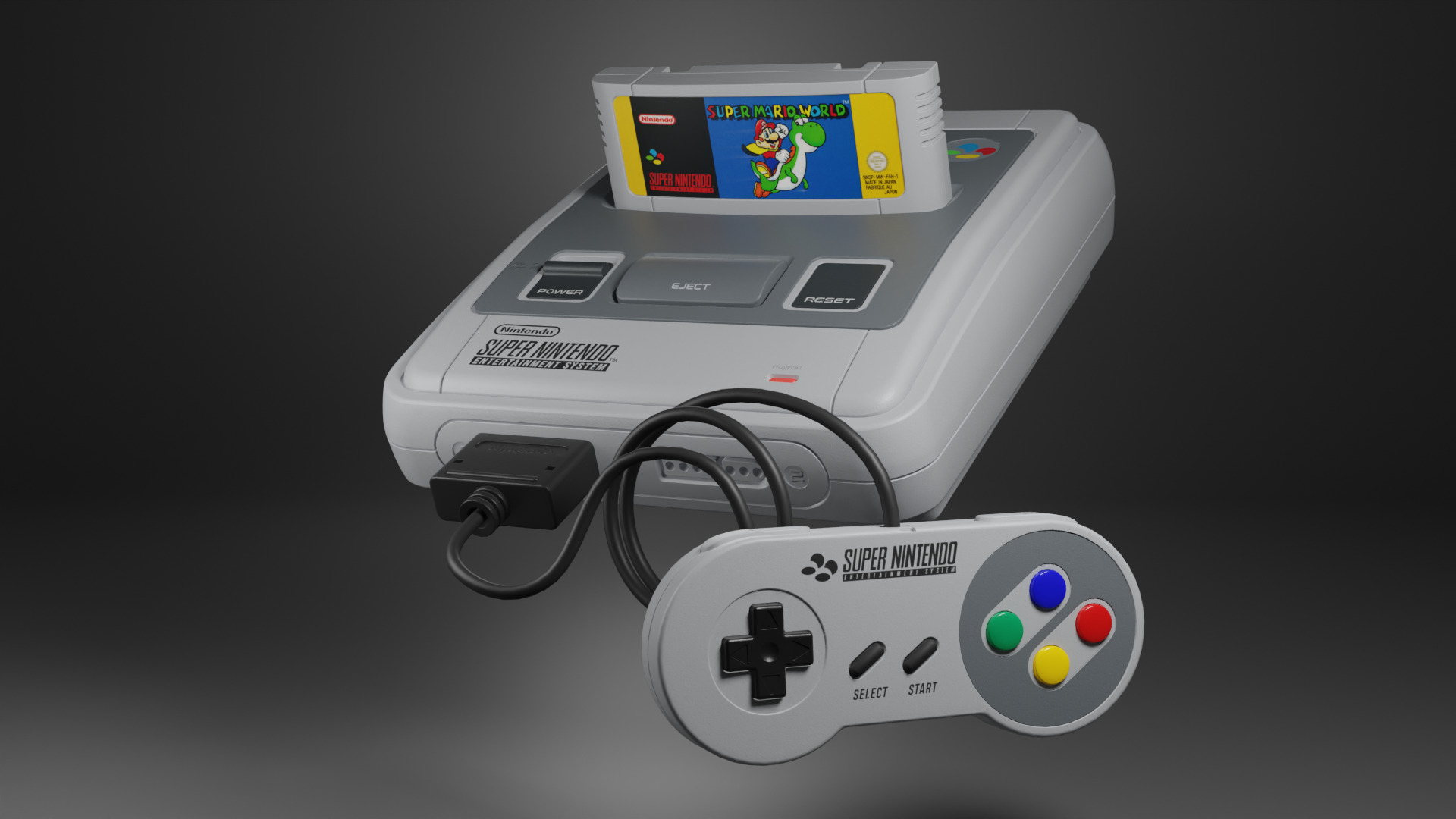 Super Nintendo Entertainment System SNES PAL 3D model_2