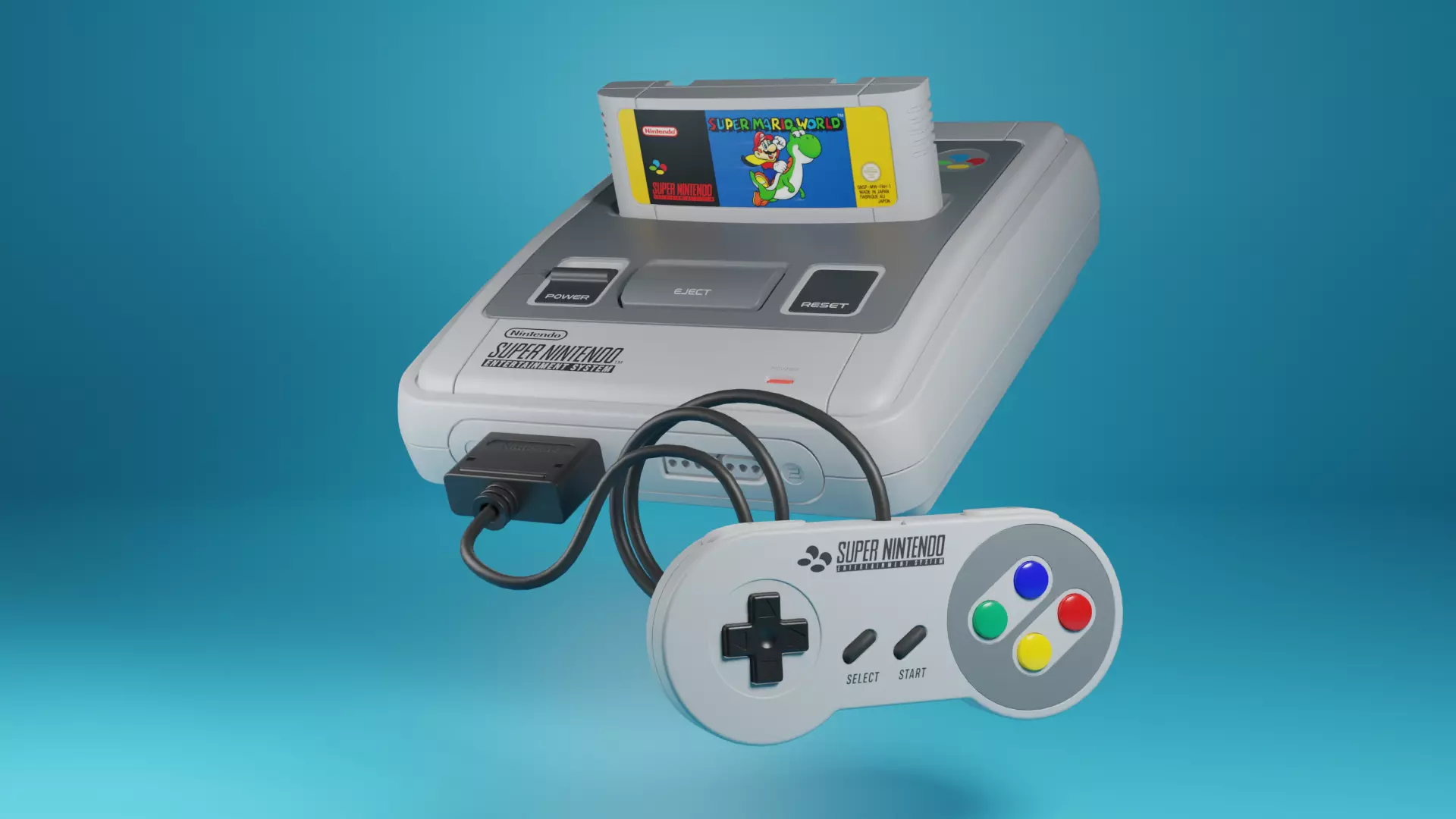 Super Nintendo Entertainment System SNES PAL 3D model_0