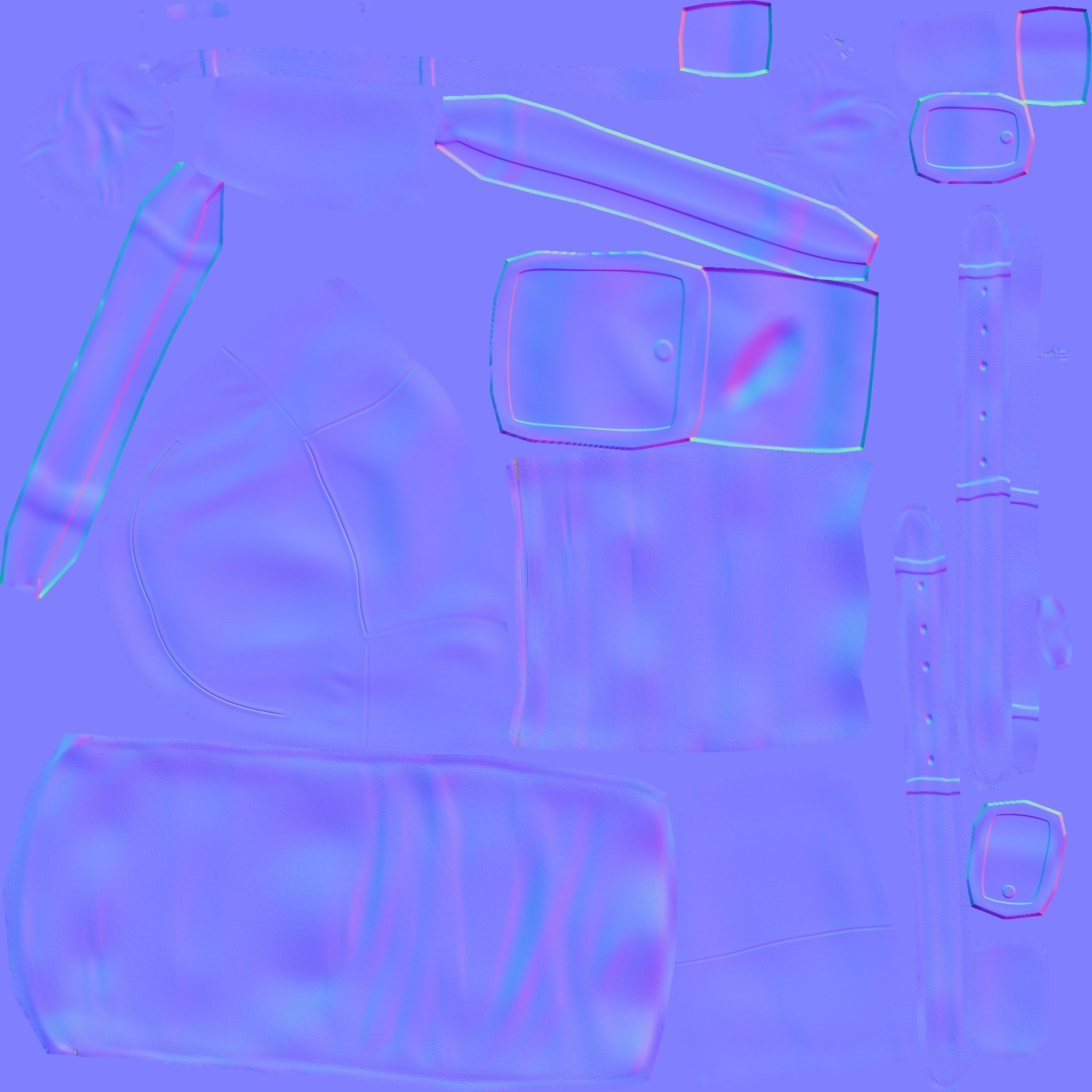 Blue Camping Backpack - Character Costume Low-poly 3D model_15