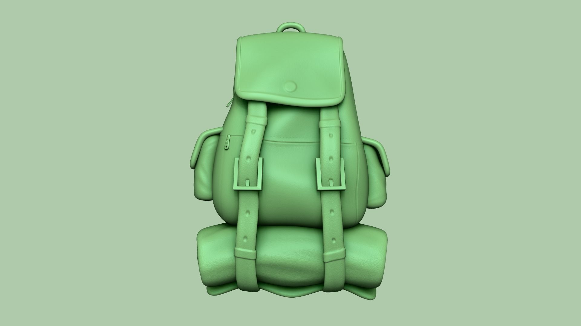 Blue Camping Backpack - Character Costume Low-poly 3D model_8