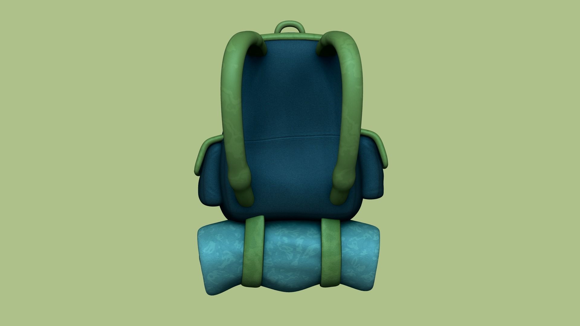 Blue Camping Backpack - Character Costume Low-poly 3D model_4