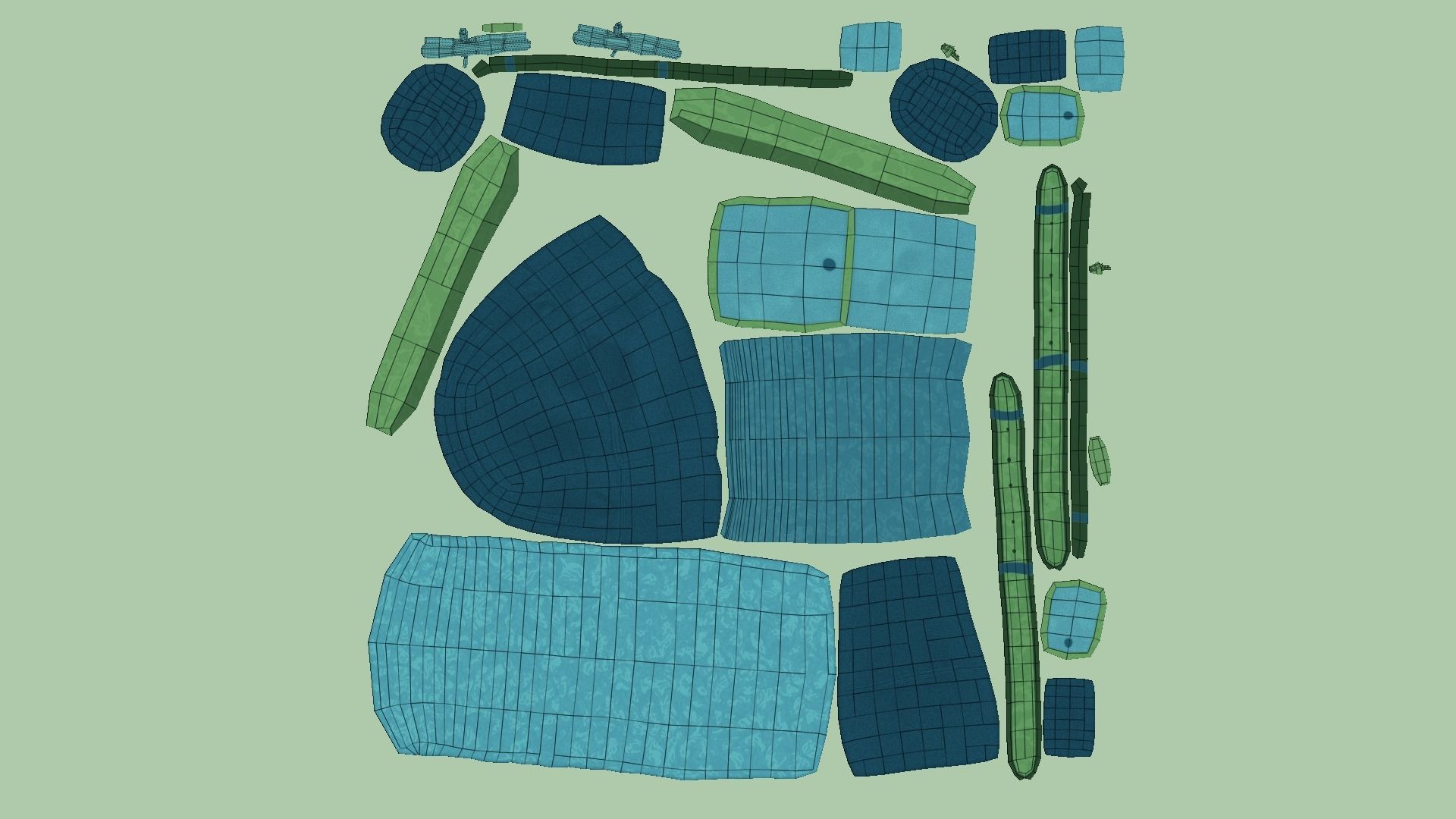 Blue Camping Backpack - Character Costume Low-poly 3D model_13