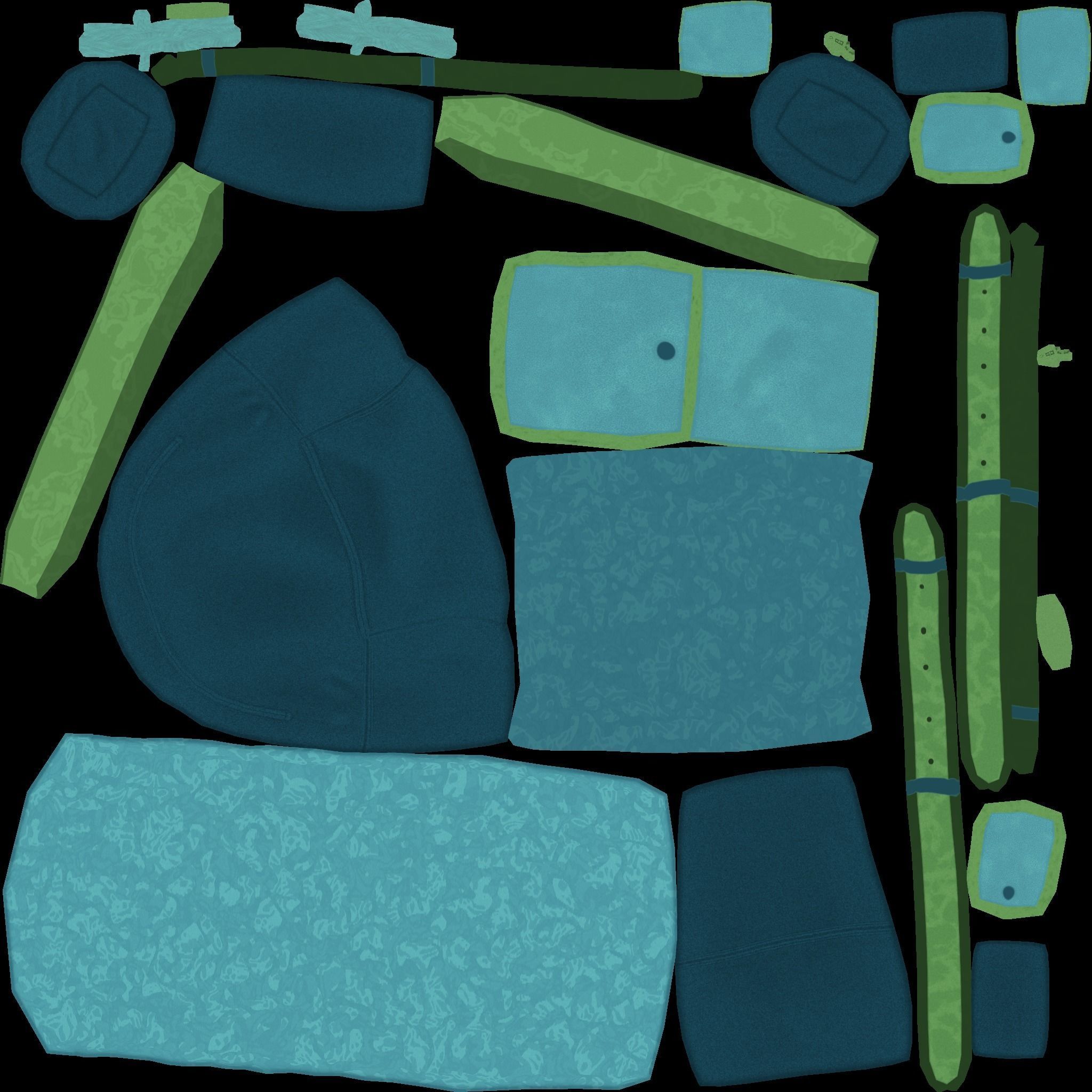 Blue Camping Backpack - Character Costume Low-poly 3D model_14