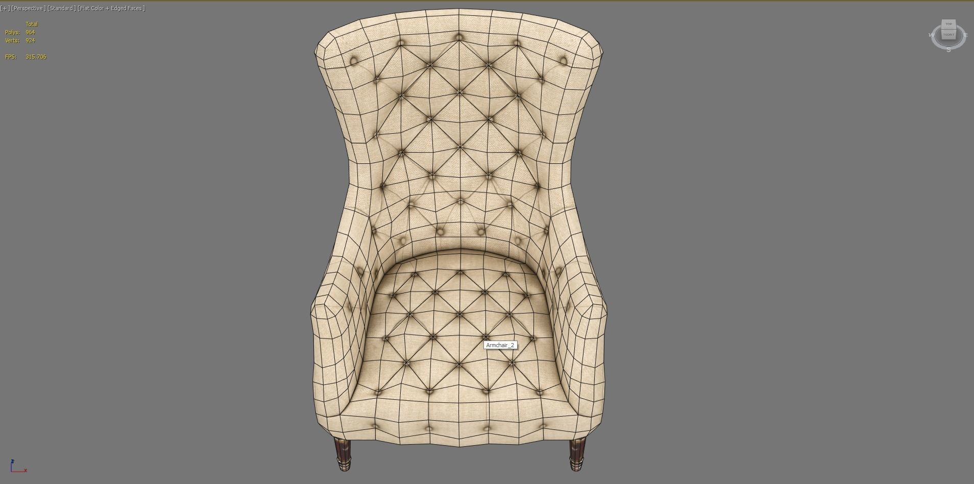 Armchair Aidan Gray Low-poly 3D model_16
